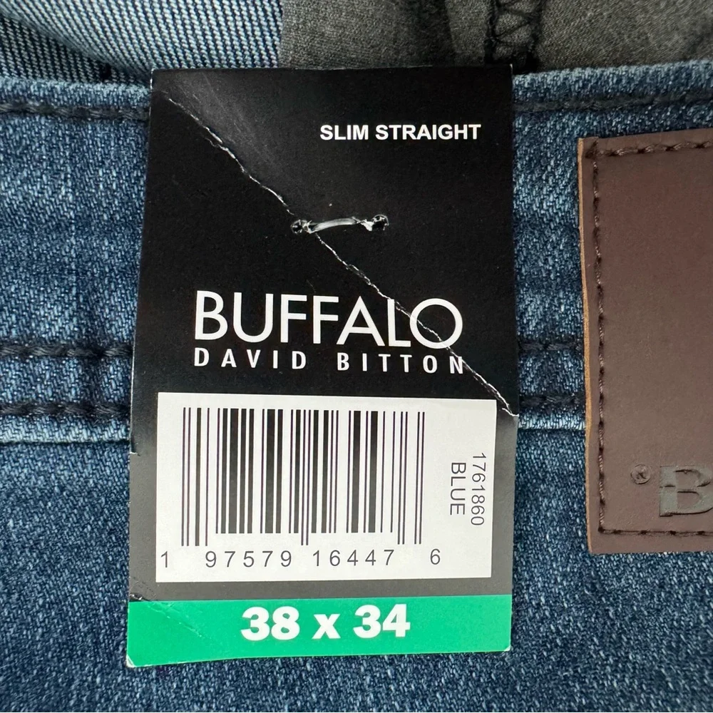 Buffalo David Bitton Jeans Mens 38 x 34 Blue Jackson Fit Slim Straight Blue New - Picture 10 of 16